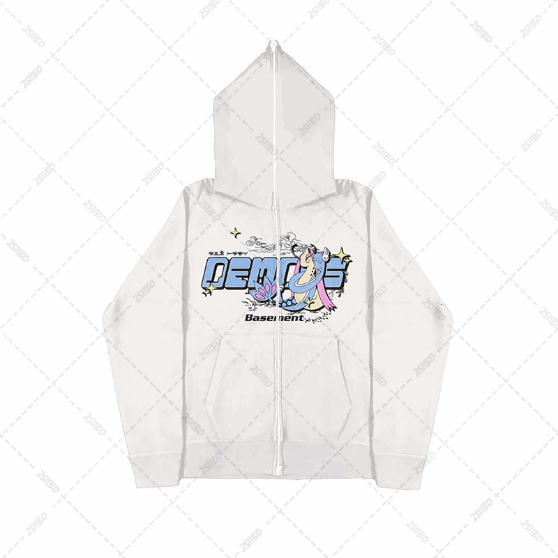 Men's Hoodies Sweatshirts Y2k Anime Print Hoodie Men Zip Long Sleeve Street Sweater Jacket Letter Loose Punk Gothic Loose Hoodie Jacket 230829