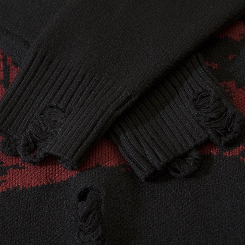 Men's Sweaters Ripped Goth Women Y2k Men Sweaters Vintage Black Oversized Knitted Sweater Harajuku Anime Fashion Winter Knit Tops Pullover 230829