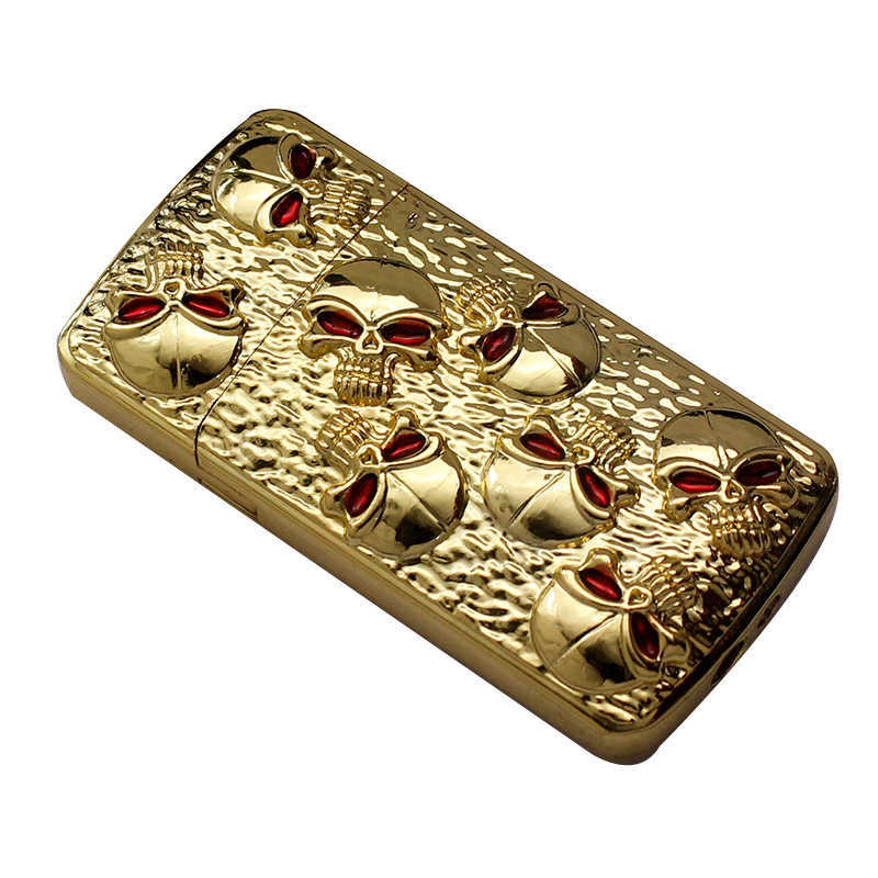 New and Strange Eight Skull Head Inflatable Metal Windproof Straight Flame Creative Cigarette Lighter Men's Small Gift JMKX W260202