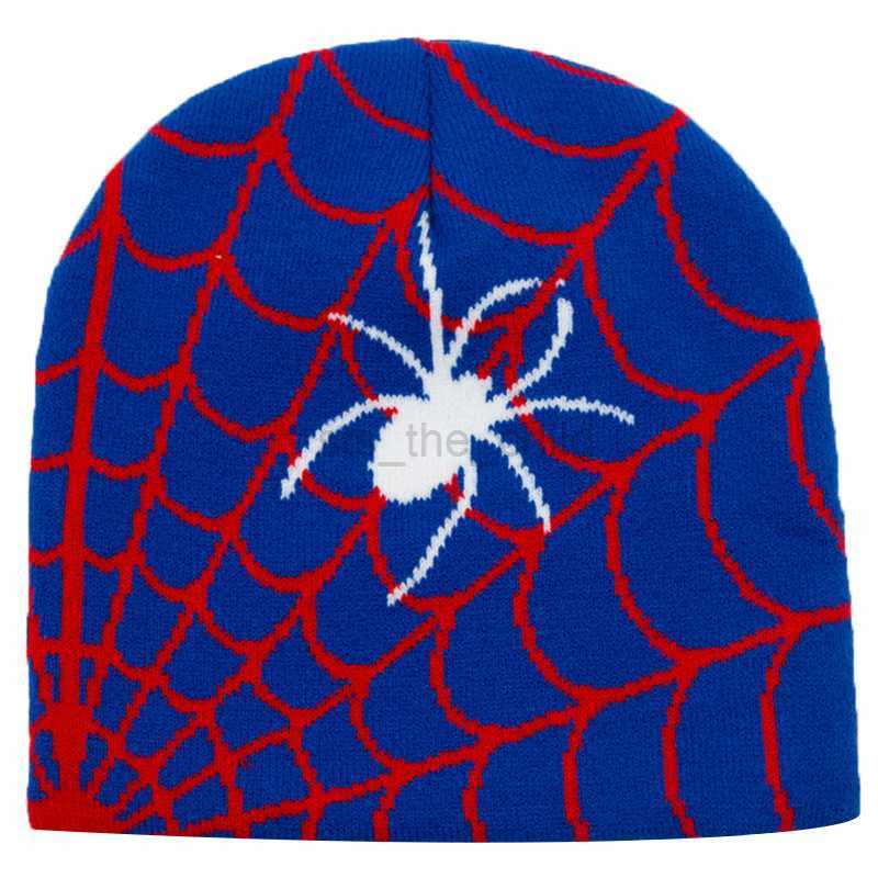 Ball Caps Dicusph Y2k Gothic Spider Web Jacquard Knitted Hat Hip Hop Warm Wool Hat Cold Hat