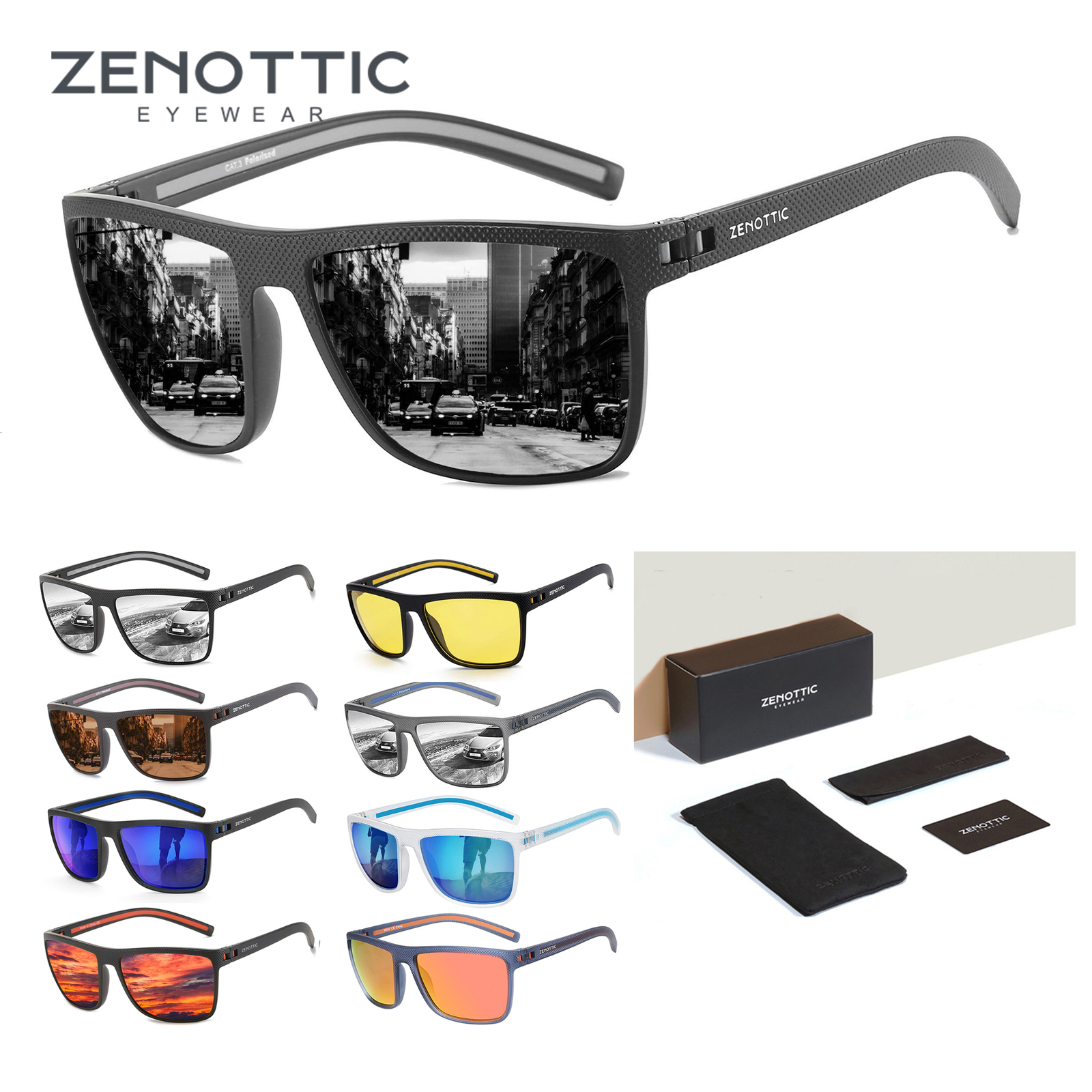 Fashion Sunglasses Frames ZENOTTIC Polarized Sunglasses Shade for Women Men Lightweight TR90 Frame UV400 Protection Square Sun Glasses 230830