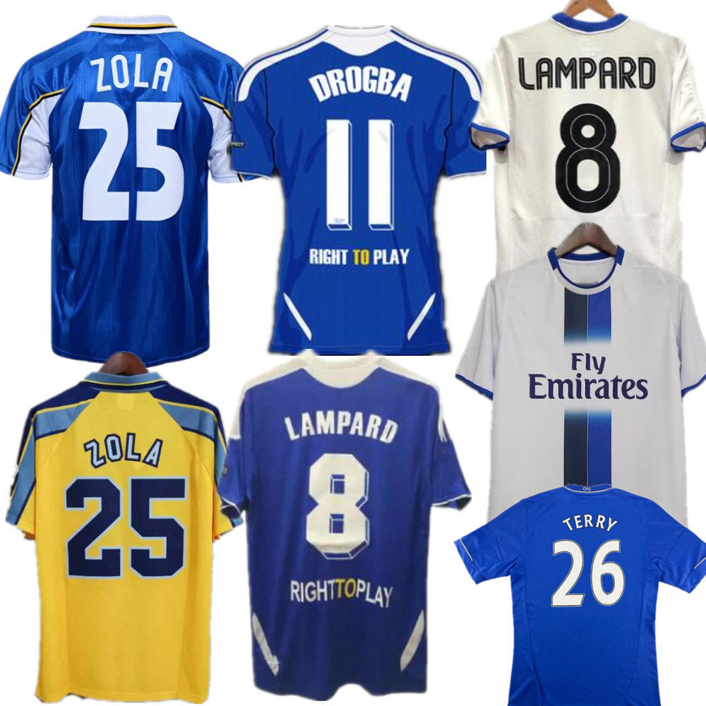 ZOLA cfc Retro Soccer Jerseys 97 99 DROGBA LAMPARD Classic Football Shirt 11 12 13 TERRY Home and Away HAZARD ROBBEN Vintage Football Kit top