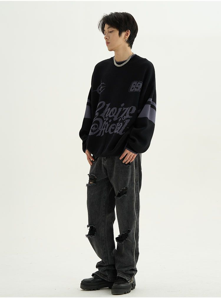 Men's Sweaters Y2K American embroidery high street sweater for men and women autumn and winter ins loose casual pullover sweater oversized 230829