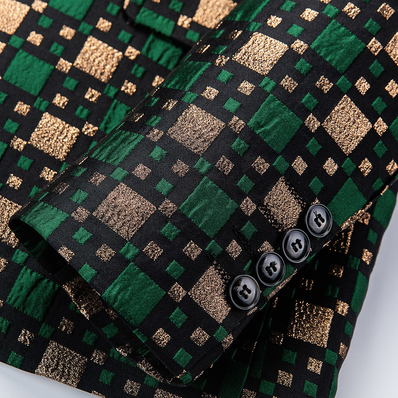 Men's Suits Blazers Autumn Slim Fit Blazer Men Lattice Stage Casual Suit Coats Silver Burgundy Green Men Groom Wedding Suit Lattice Blazer 230829