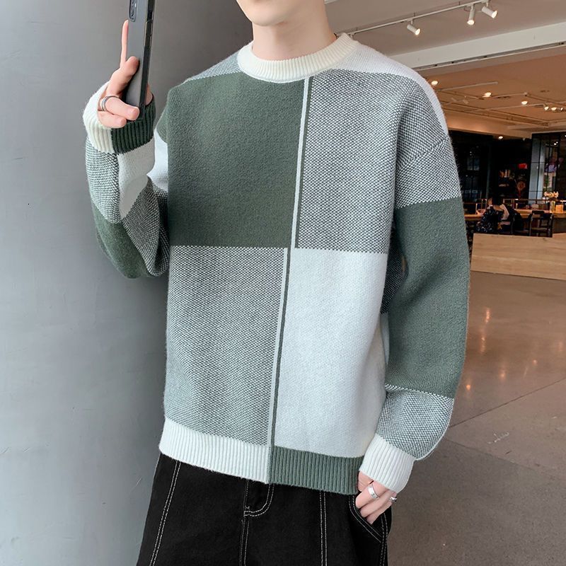 Men's Sweaters Autumn Winter Fashion Temperament Patchwork Korean Sweaters Man Casual Loose Y2K Chic Male Tops Knitting Pullover Streetwear 23082