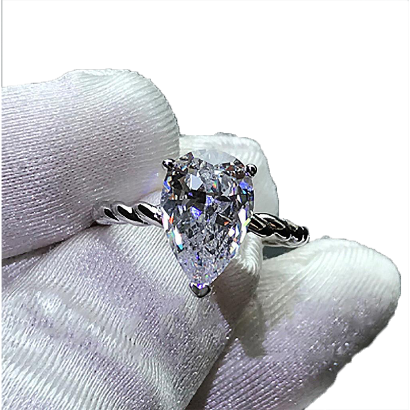 Bling Water Drop 3ct Lab Diamond Ring 925 Sterling Silver Bijou Engagement Wedding Band Rings For Women