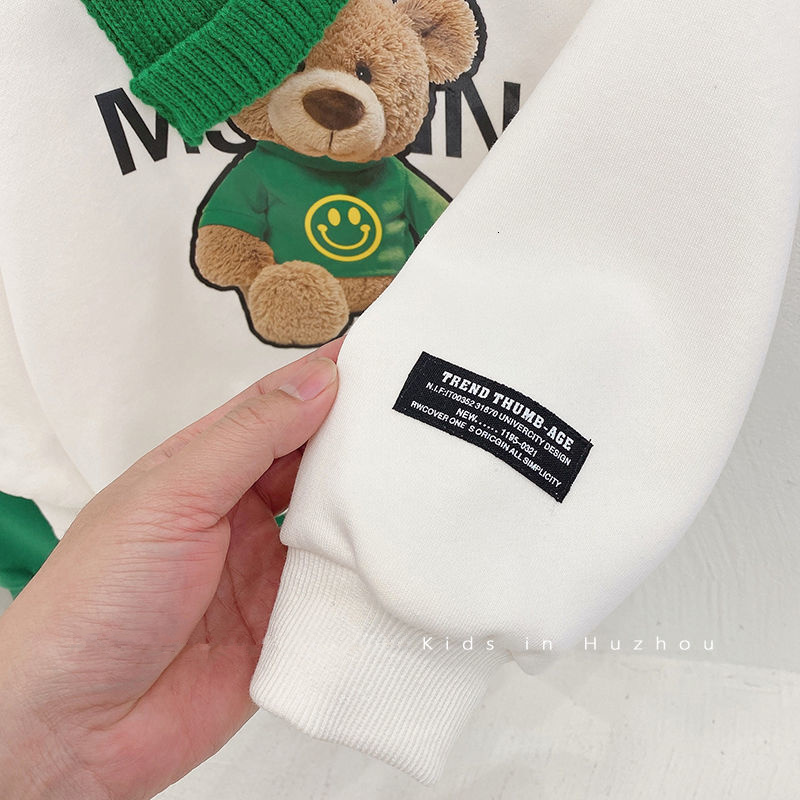 Clothing Sets Baby Girls boy clothes spring autumn fashion children's suit baby solid color printing top+Sweatpants kids two-piece suit 1-5Y 2308