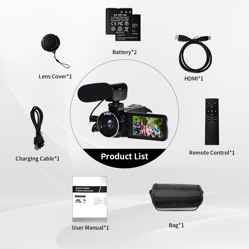 Camcorders 4K Camcorder Ultra HD 56MP Video Blog for YouTube 18 x Digital IR Night Vision WiFi with Microphon 230830