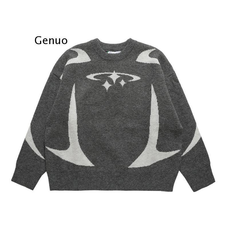 Men's Sweaters Men Vintage Knitwear Y2K Stars Graphic Sweaters Winter Harajuku Oversized Pullover Sweater Unisex Aesthetic Clothes for Teens 2308