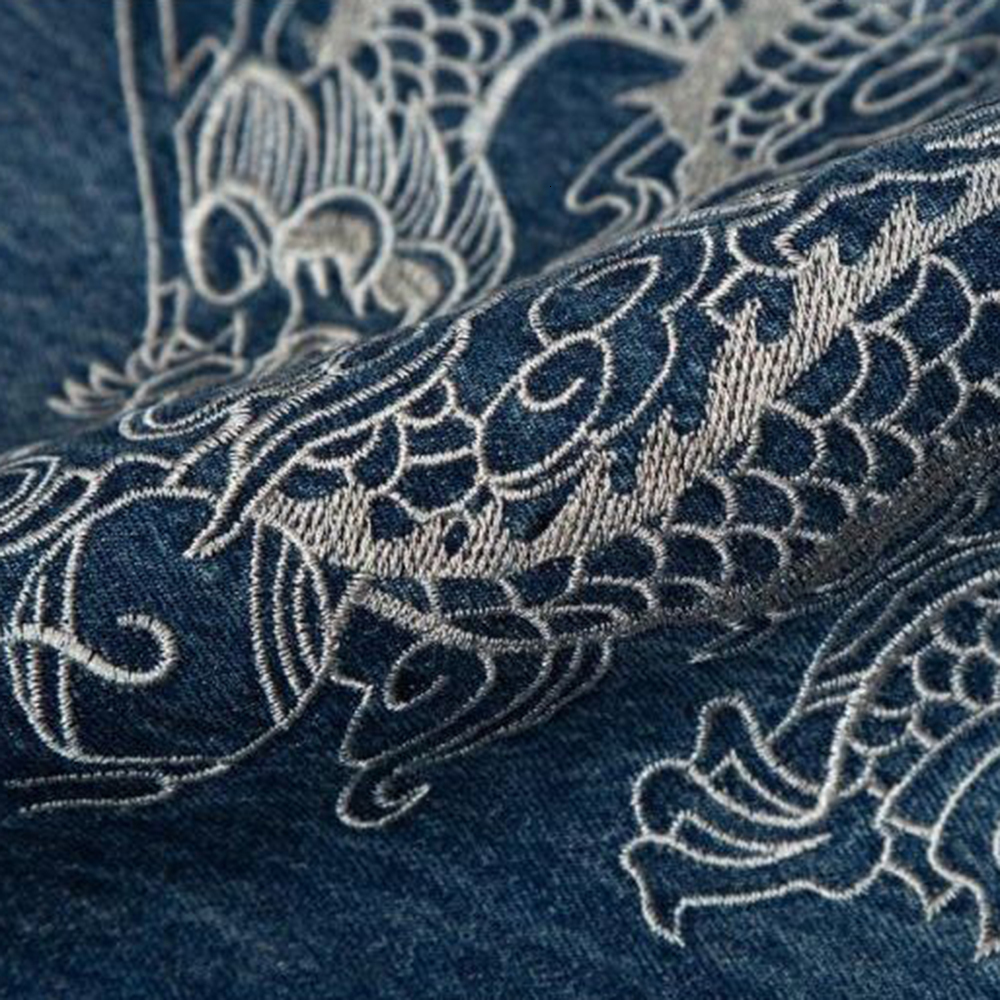 Men's Jeans Retro Streetwear Dragon Embroidery Straight Baggy Pants Jeans Men Harajuku Trend Trousers Wide Leg Loose Oversize Hip Hop 230829