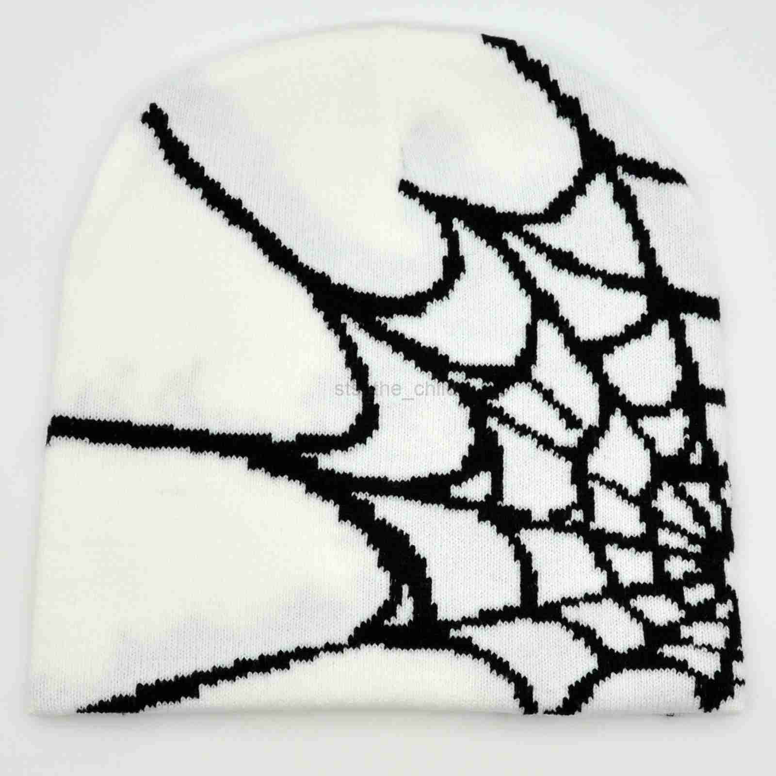 Ball Caps Dicusph Y2k Gothic Spider Web Jacquard Knitted Hat Hip Hop Warm Wool Hat Cold Hat