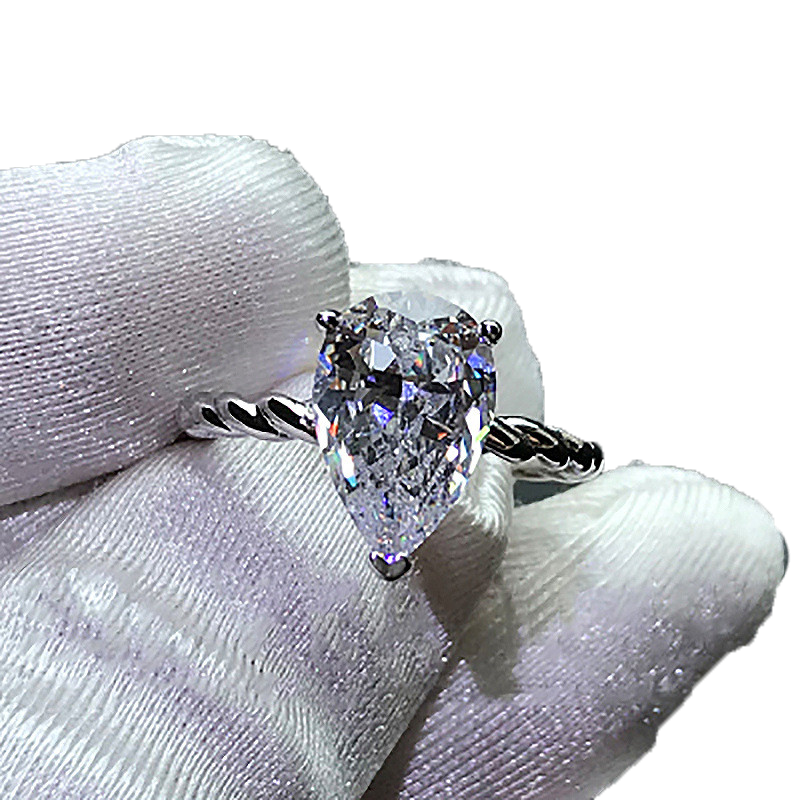 Bling Water Drop 3ct Lab Diamond Ring 925 Sterling Silver Bijou Engagement Wedding Band Rings For Women