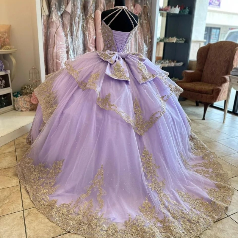 Lavender Sweet 16 Quinceanera Dress 2025 Off Shoulder Appliques Lace Beads Princess Party Gown Vestidos De 15 Anos