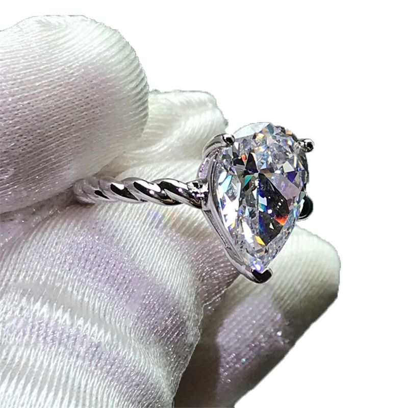 Bling Water Drop 3ct Lab Diamond Ring 925 Sterling Silver Bijou Engagement Wedding Band Rings For Women