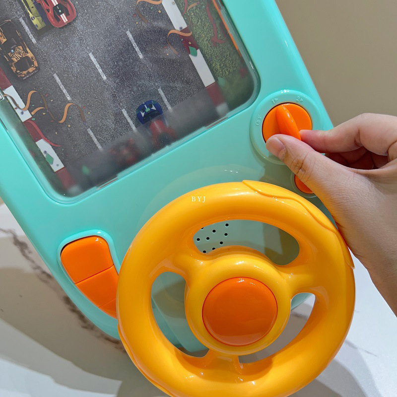 Diecast Model car Children Racing Steering Wheel Driving Toy Vehicle Electronic Simulation Adventure Desktop Game Simulated Driving Toys for Kids 2308