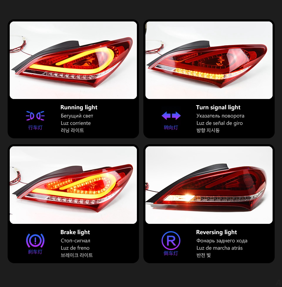 LED Car Rear Lamp Assembly for Hyundai Rohens Coupe 2009-2012 Brake Reverse Taillight LED DRL Signal Lights