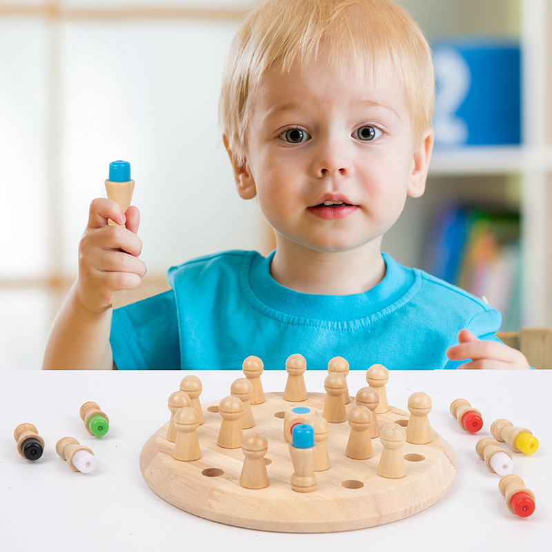 Chess Board Piece Wooden Toy Match Stick Chess Set Block Board Game Educational Toy Colorful Chess Chess Cognitive Ability Toy For Kid Puzzle Toy