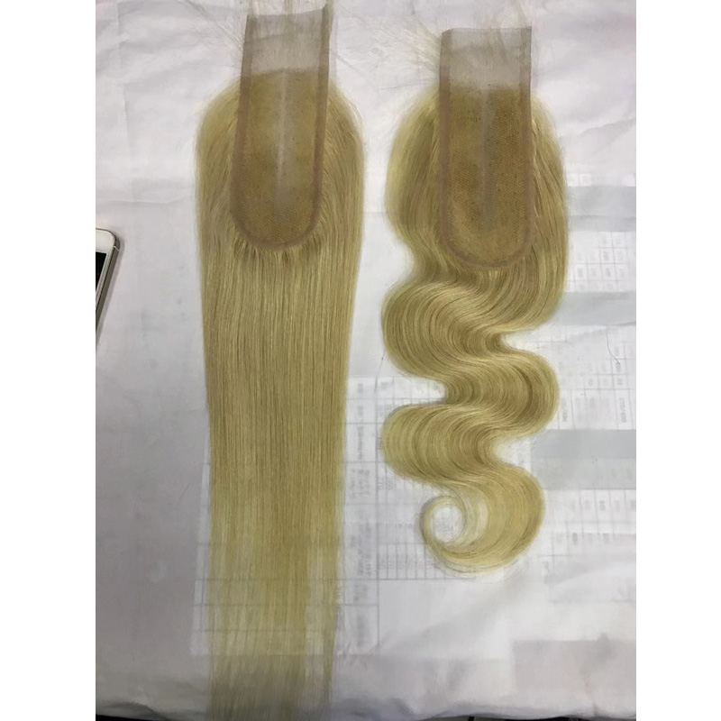 Peruvian Virgin Hair 2X6 Lace Closure Middle Part 10-22inch 613# Blonde Color Body Wave Yirubeauty