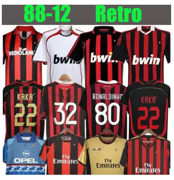 90 91 Retro SOCCER JERSEYS shirts 95 96 97 Gullit 01 02 03 12 14 15 Maldini Van Basten football KAKA Inzaghi 06 07 PIRLO SHEVCHENKO BAGGIO Ac MIlans JERSEY