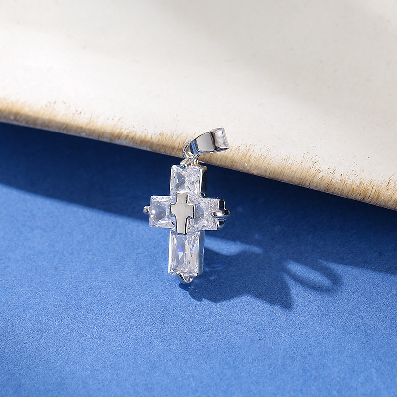 CZ Micro Pave Heart Key Flower Charm Pendant for Necklace Making