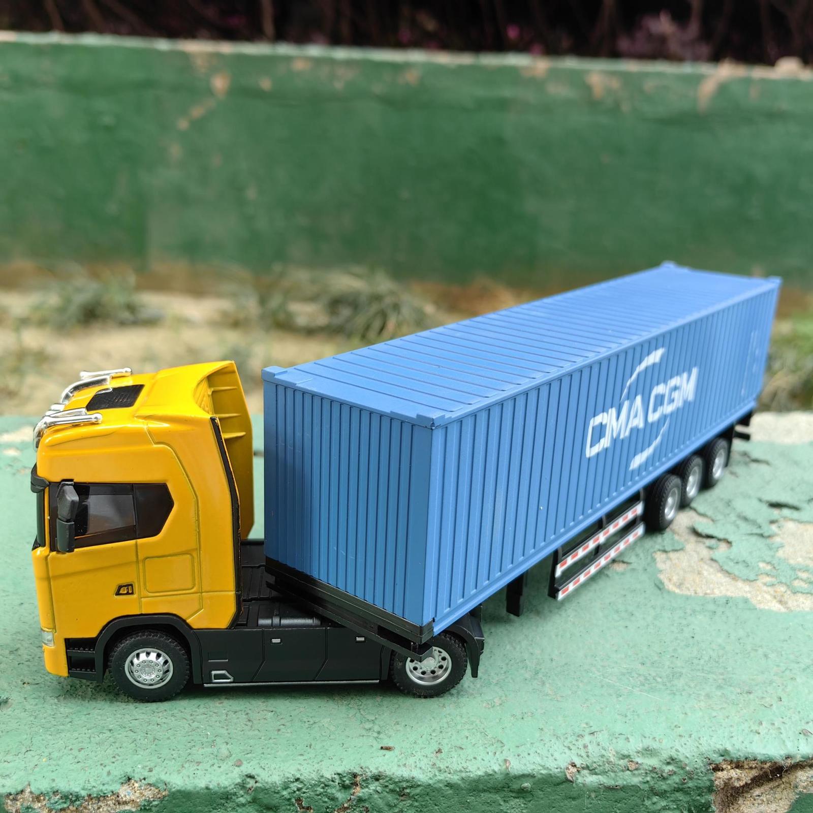 Diecast Model car 1/50 Simulation Large Truck Toy Car Model Alloy Diecast Transport Container Vehicle Car For Boy Gifts with Sound Light Pull Back 230