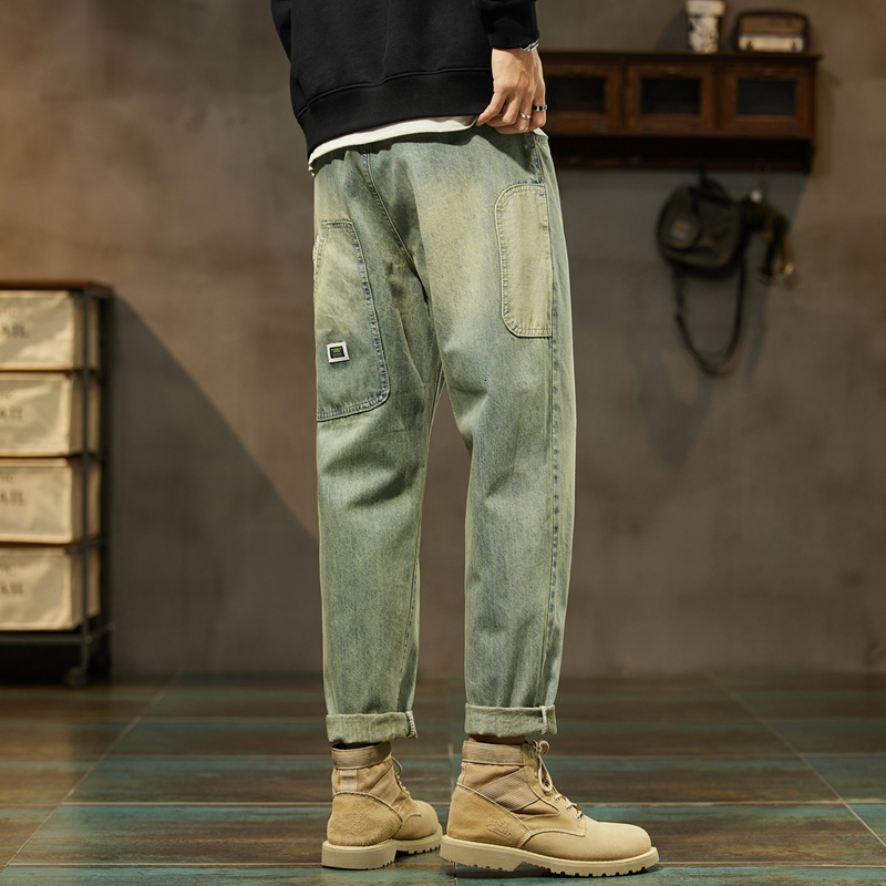 Men's Jeans Spring Jeans for Men Baggy Pants Loose Fit Harem Pants Vintage Clothes Men Fashion Pockets Patchwork Large Trousers Oversized 42 2308