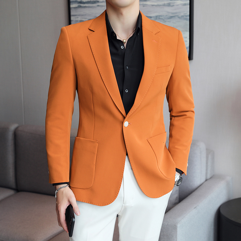 Men's Suits Blazers Arrival Spring Orange Blazers For Men Slim Fit Groom Wedding Suit Jacket Classic 5XL Plus Size Mens Casual Suit Jacket 230829