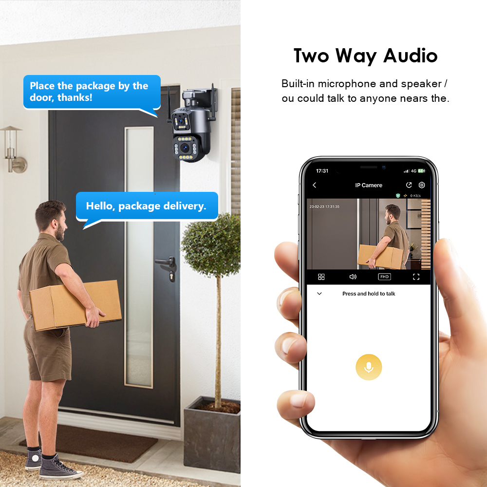 IP Cameras 4MP Dual Lens 2K WiFi Camera CCTV Color Night Vision PTZ Outdoor Video Surveillance Security System 230830