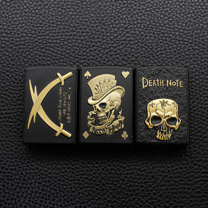 Creative Metal Straight Into Blue Flame Net Red Black Playing Card Lighter Windproof Inflatable Personality Trendy Boyfriend Gif 6NWA W260202