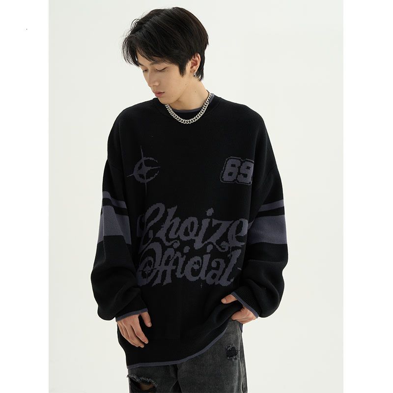Men's Sweaters Y2K American embroidery high street sweater for men and women autumn and winter ins loose casual pullover sweater oversized 230829