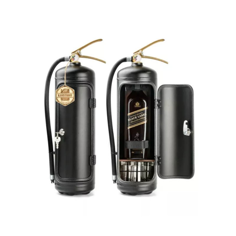 Decorative Objects Figurines Fire Extinguisher Shape Wine Box Ornaments Mini Bar Wine Cabinet Crafts Decoration Champagne Box Fireman's Gifts 230