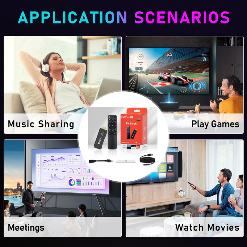 TV Stick 4K Smart TV Stick TV98 Android TV 2.4G 5G Wifi Android 12.1 Rockchip 3228A 8GB/128GB 4K HD 3D Smart Android TV Stick 230831