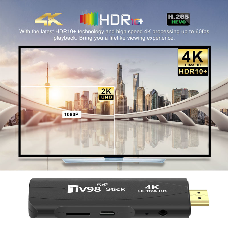TV Stick 4K Smart TV Stick TV98 Android TV 2.4G 5G Wifi Android 12.1 Rockchip 3228A 8GB/128GB 4K HD 3D Smart Android TV Stick 230831