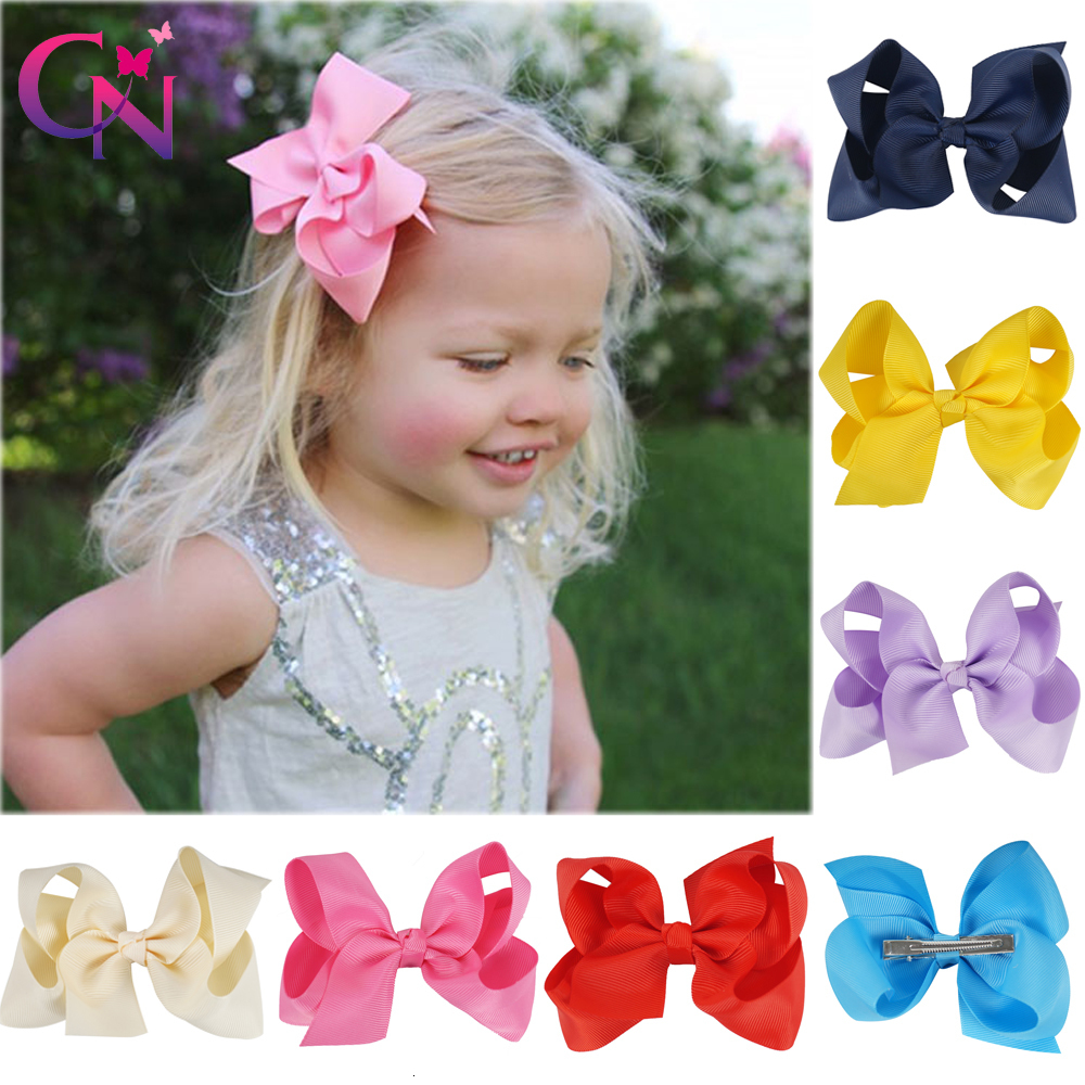 Hair Accessories CN 30Pcs/lot 4" Solid Hair Bows With Clips For Kids Girls Boutique Ribbon Hair Clips Classic Hair Bows Hair Accessories 230830