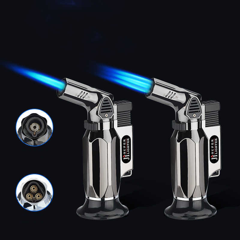 Windproof Blow Torch Lighter Refillable Butane Triple Jet Flame Metal No Gas For Cigar Cooking Gadgets 5II7 W260202