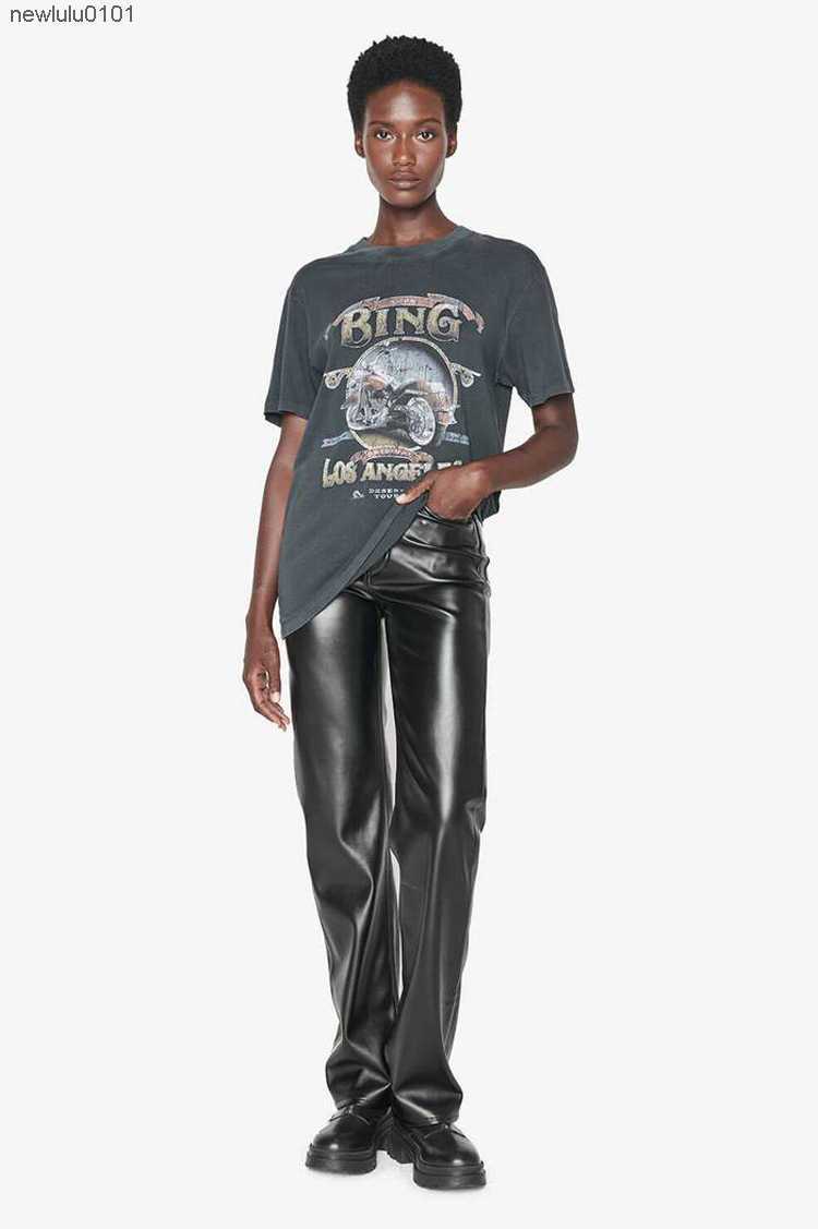 23SS A Bing Fashion Classic Tee Ab New Los Angeles Motorcycle T-shirt Letter Printing Black Gray Cotton Women Short Sleeve 233ess