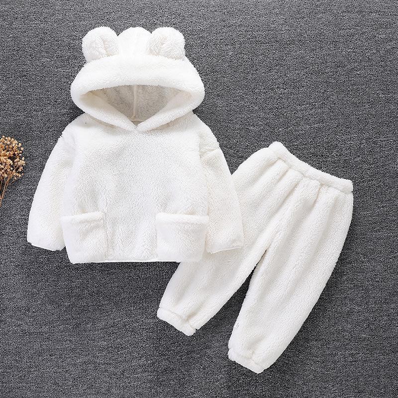 Clothing Sets Cute Baby Boys Girls Coral Velvet Warm Spring Autumn Winter Hoodied Clothes Sets Children Kids Thick Woolen Bear Hoody Suits 230830
