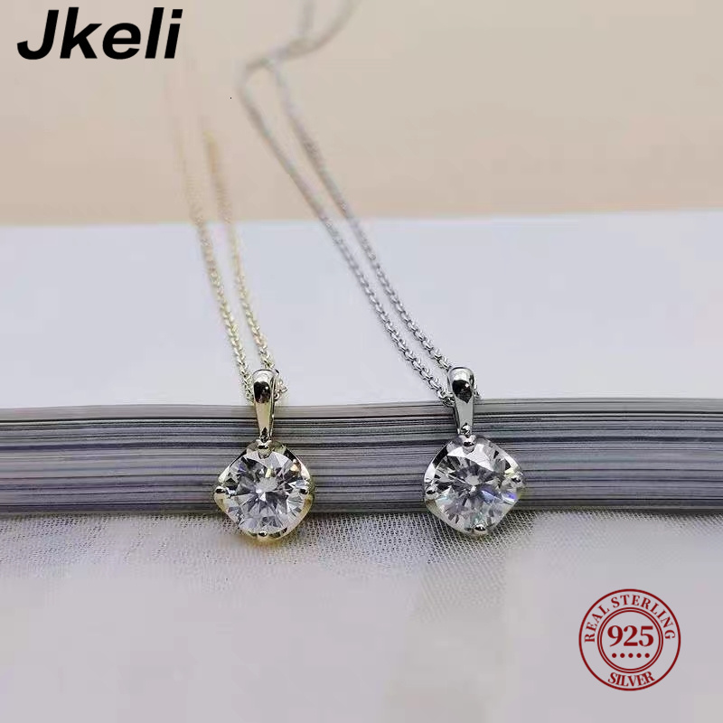 Pendant Necklaces Jkeli S925 Pure silver 14k gold pendant Multi functional single diamond necklace with six claws Zircon for women gift 230831