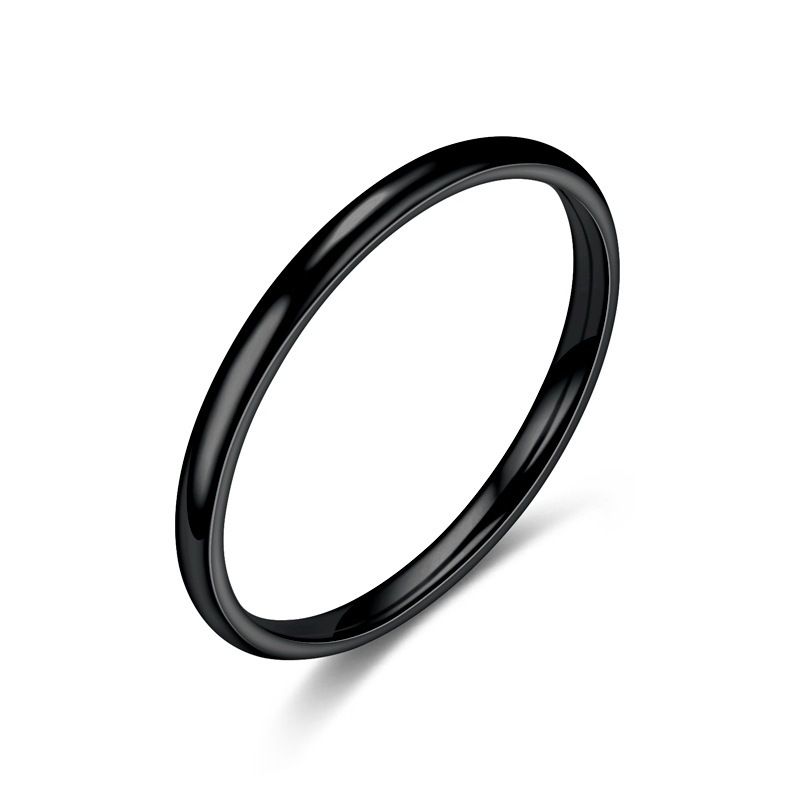 2MM Simple Design Titanium Steel Band Ring 18K Real Gold Silver Plated Circle Rings for Men Women Party Birthday Wedding Jewelry Girlfriend Gift No Fa
