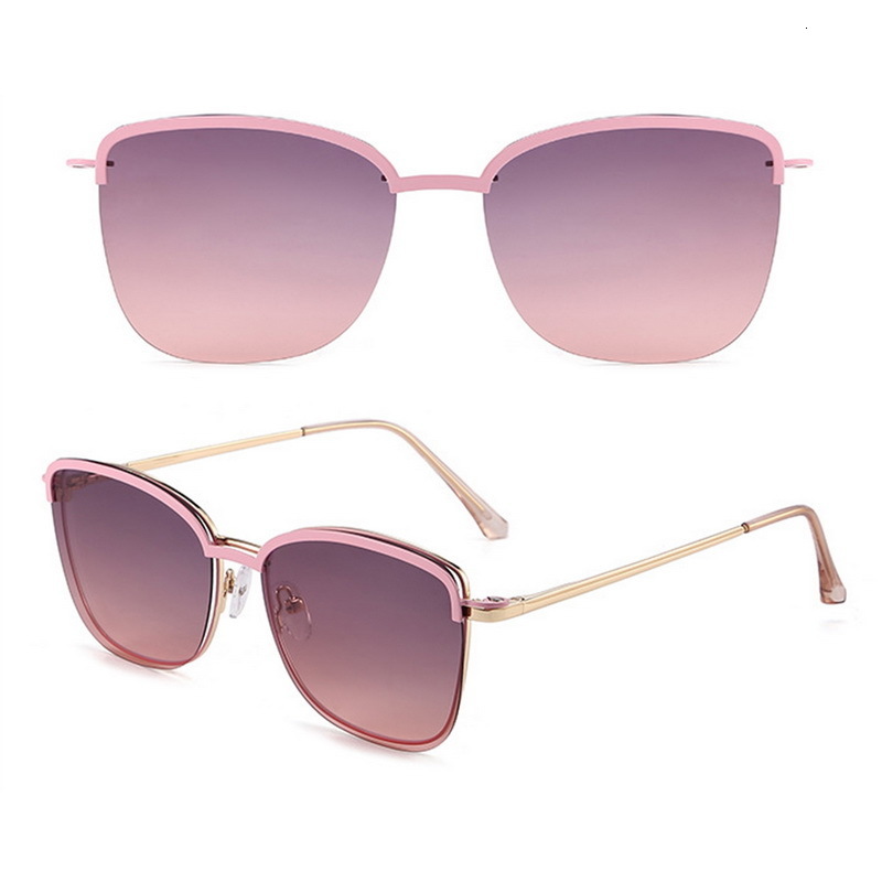 Fashion Sunglasses Frames 2 In 1 Glasses Anti Blue Light with 1Pc Magnetic Polarized Clip On Lenses Trendy Metal Frame Cat Eye Eyewear 230831