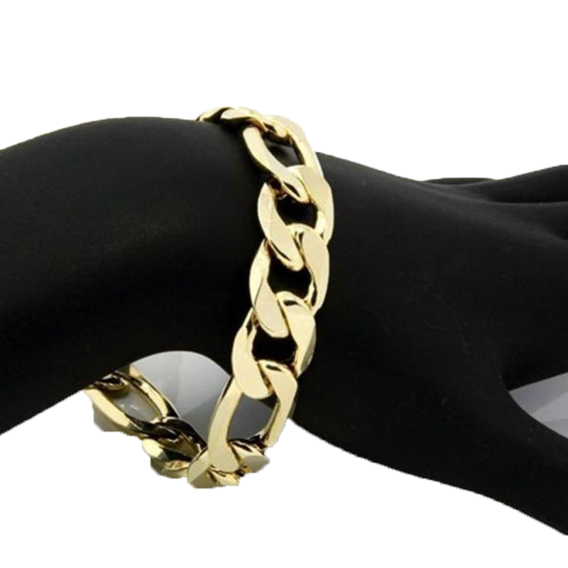 Necklace 24K Yellow Gold Filled Men039s Necklace Bracelet Set Figaro Curb Chain 200390392203903924039039268595120