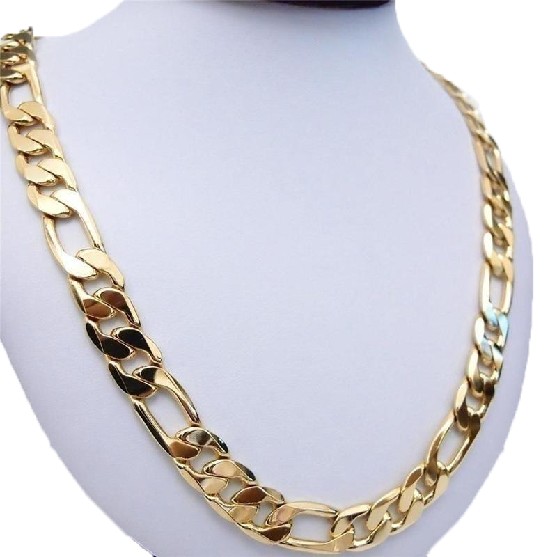 Necklace 24K Yellow Gold Filled Men039s Necklace Bracelet Set Figaro Curb Chain 200390392203903924039039268595120
