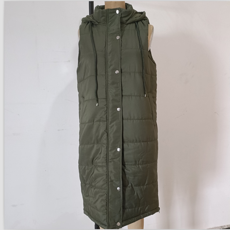 Women's Long with Hood Outdoor Vest Down Women's Jacket Quilted Loose Coat Sleeveless Jacket Winter Light Weight Sweaters Snowwear