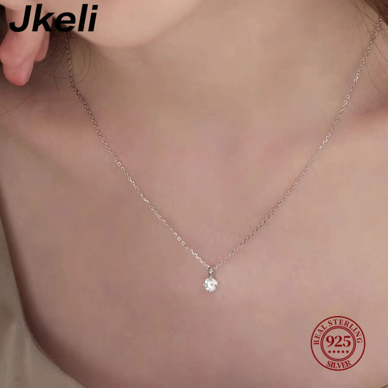 Pendant Necklaces Jkeli S925 Pure silver 14k gold pendant Multi functional single diamond necklace with six claws Zircon for women gift 230831
