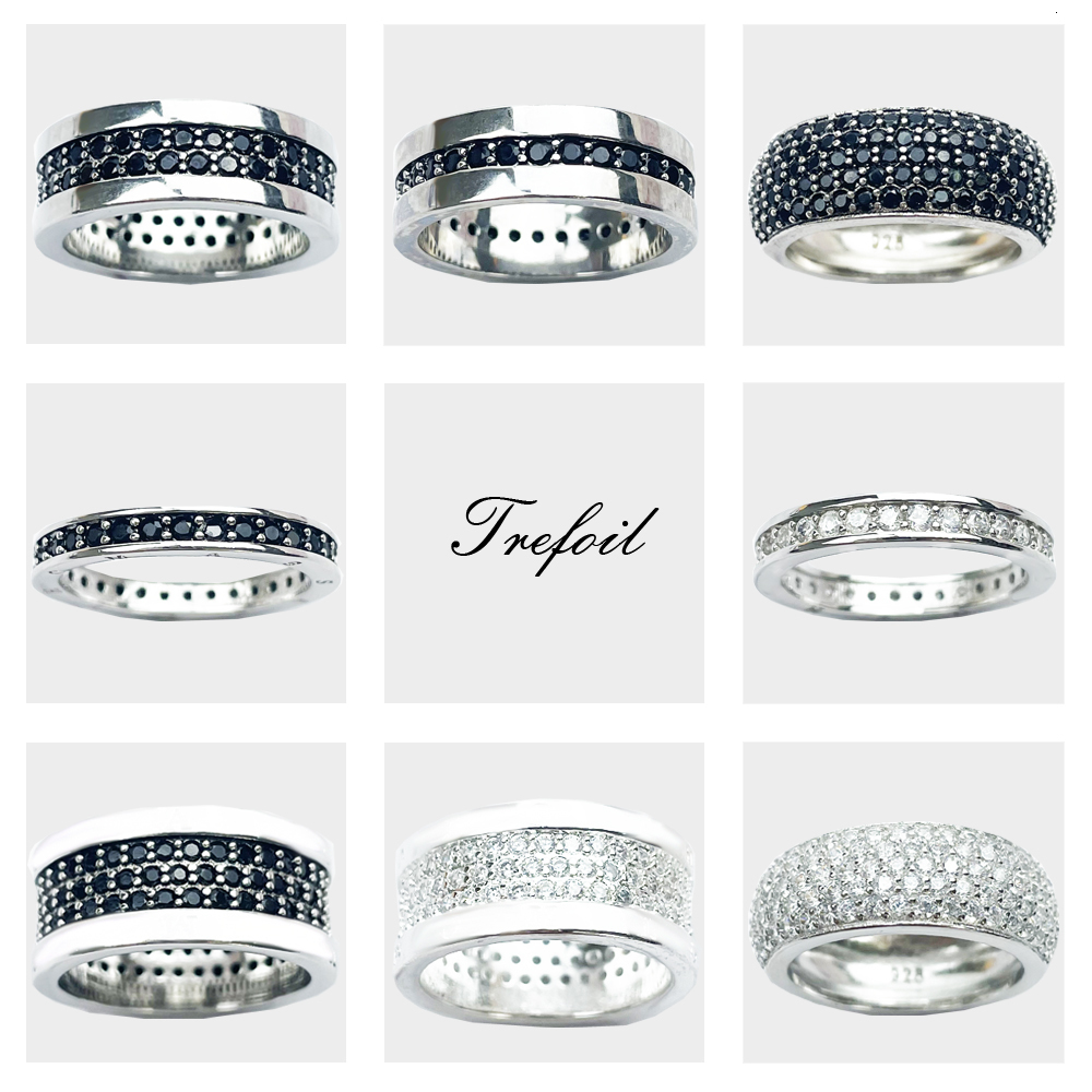 Wedding Rings Bands Black White CZ 925 Sterling Silver Jewelry Europe Styling Classic Trendy Bijoux Gift for Men Boy Women 230830