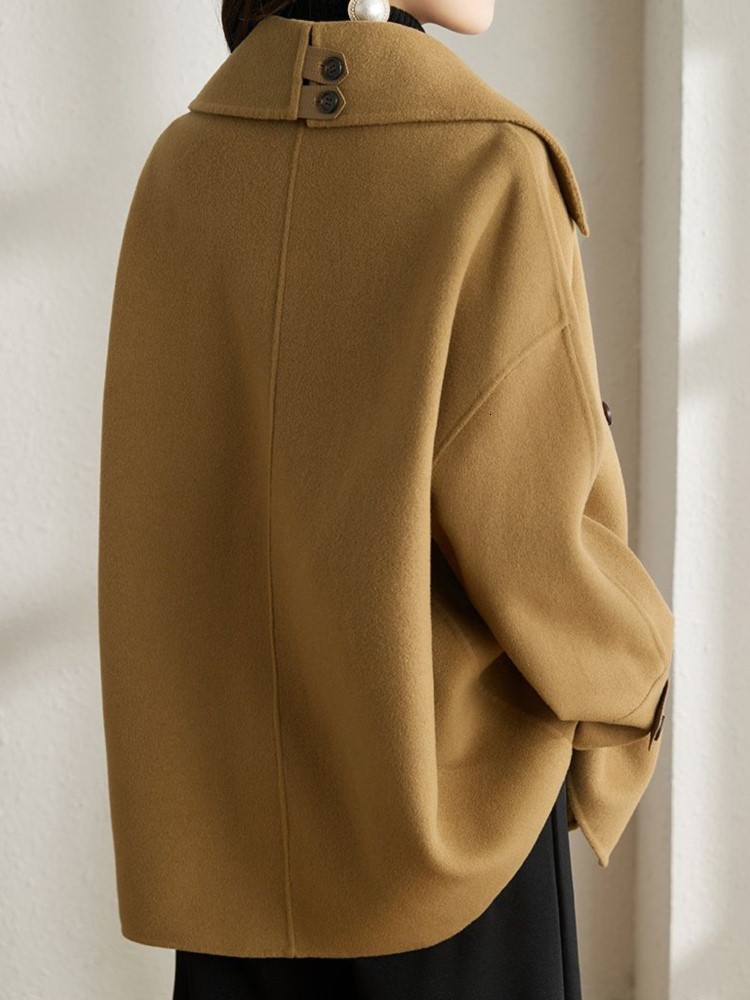 Women's Wool Blends Autumn Fashion Elegant Solid Woolen Coat Women Vintage Casual Loose Outerwear Jackets Female Chic Warm Overcoat Clothes 23083