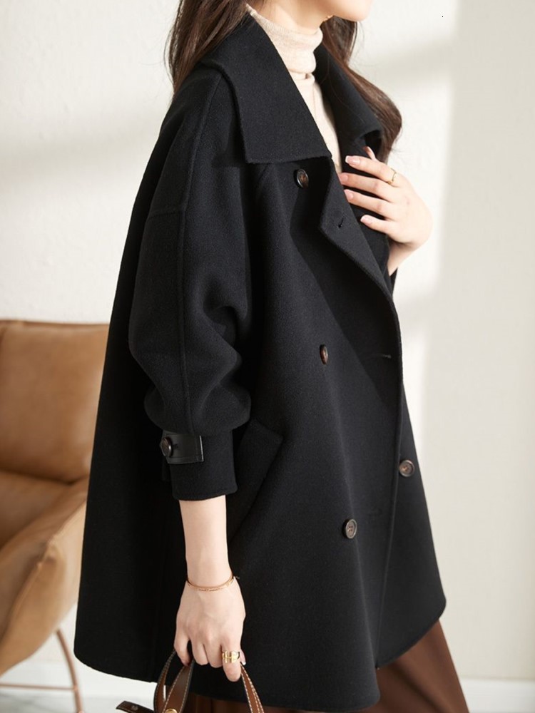 Women's Wool Blends Autumn Fashion Elegant Solid Woolen Coat Women Vintage Casual Loose Outerwear Jackets Female Chic Warm Overcoat Clothes 23083
