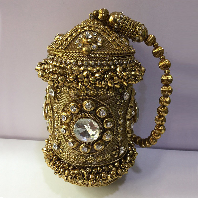 DOYUTIG Indian Style Women's Handmade Beaded Metal Clutches Classical Evening Wedding Rhies Crossbody Beads Bags F692 230830 991e