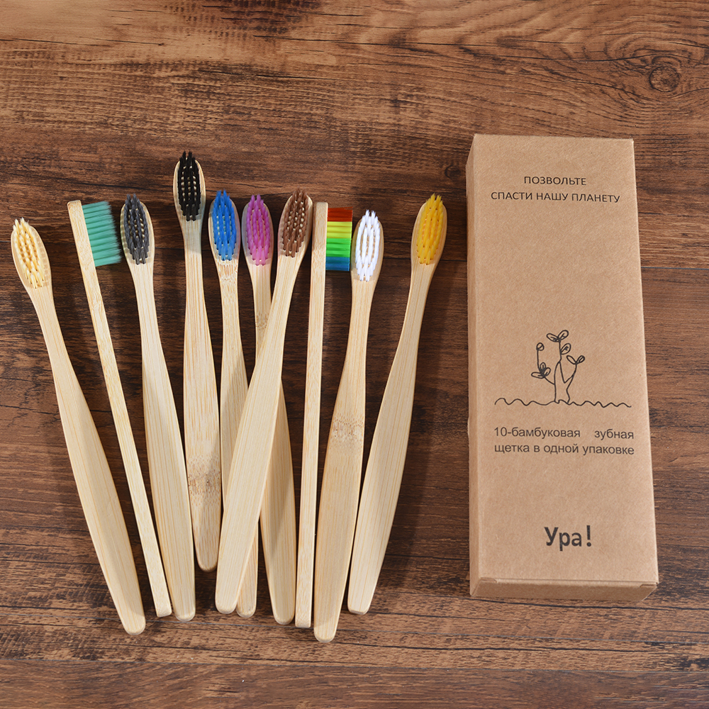 Toothbrush 10PCS Colorful Toothbrush Natural Bamboo Tooth Brush Set Soft Bristle Charcoal Teeth Eco Bamboo Toothbrushes Dental Oral Care 230831