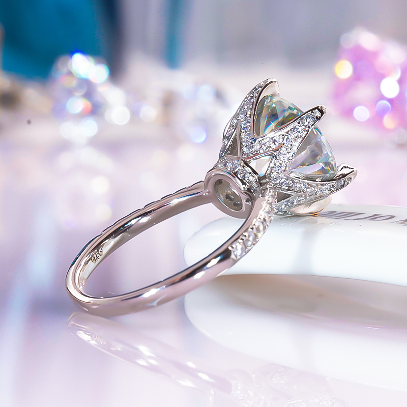 Wedding Rings 5 Carat Diamond Ring S925 Sterling Silver with Platinum Plated Fine Jewelry for Women Gift Certificate 230830